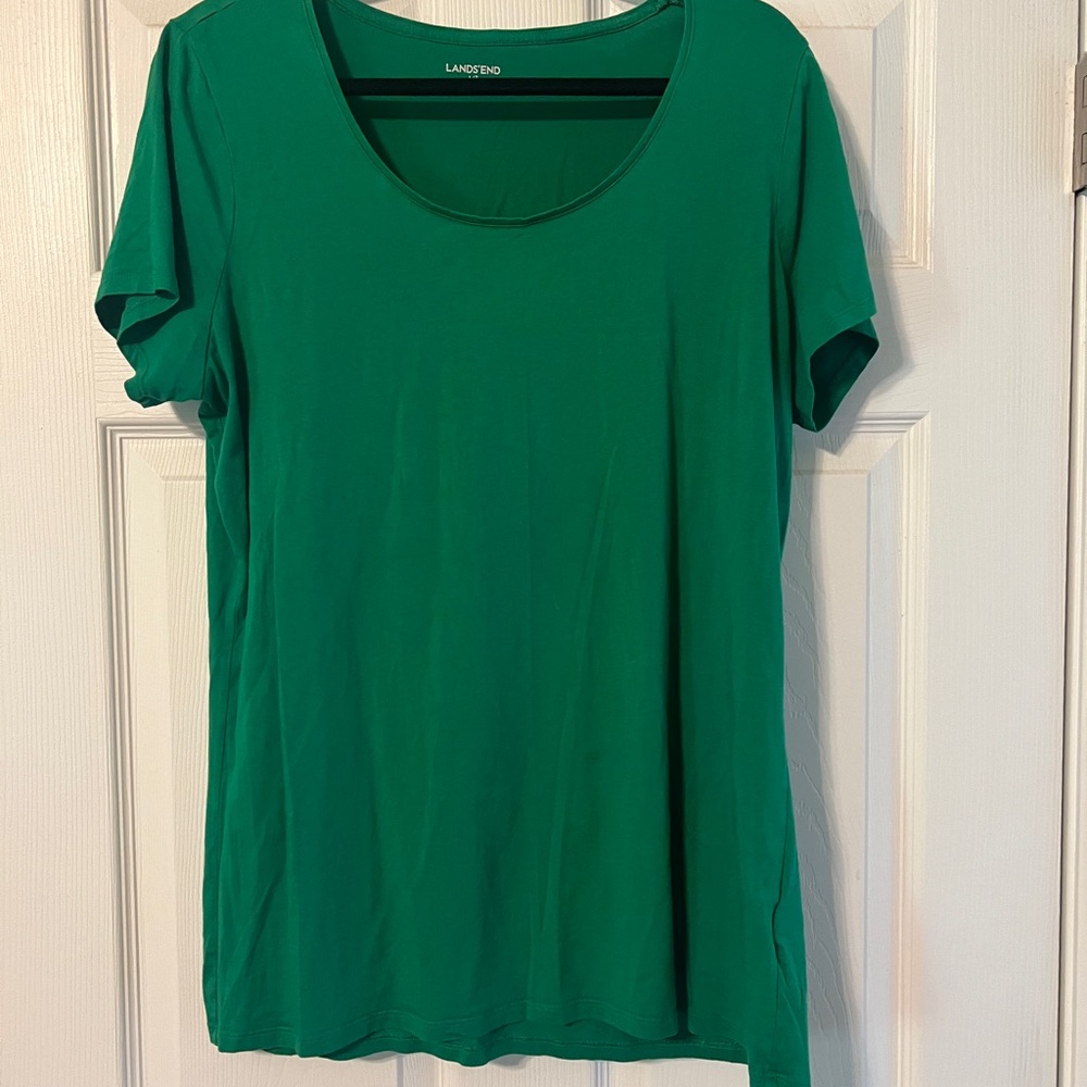 Lands' End Women's Short Sleeve Green Tee